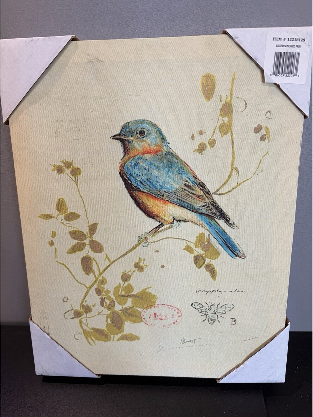 Gilded Songbird Canvas Print Wall Decor By Chad Barrett 14”x11” (NEW)